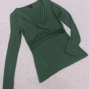 Green V-Neck Ann Taylor Blouse